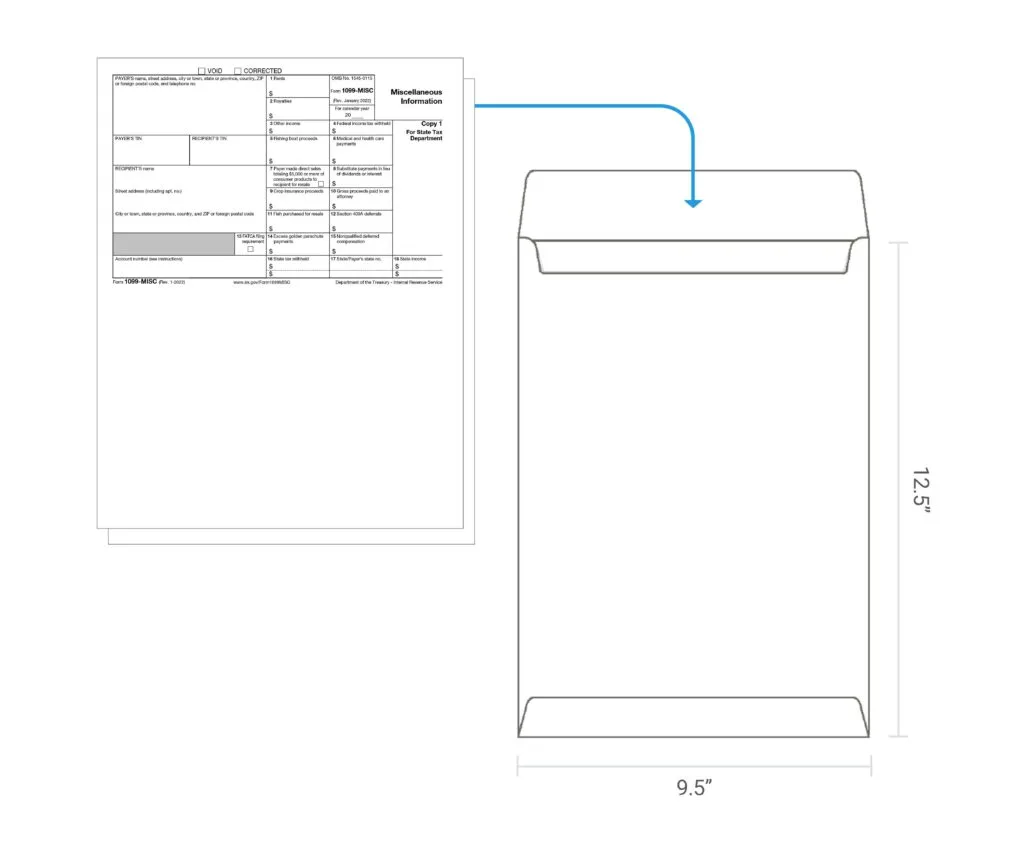 A detailed layout of the official IRS Form 1099-MISC used for miscellaneous income.