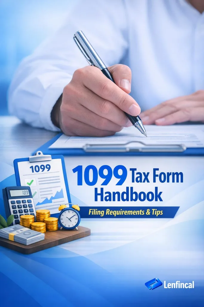 A professional cover page graphic titled for a guide to the 1099 tax form.